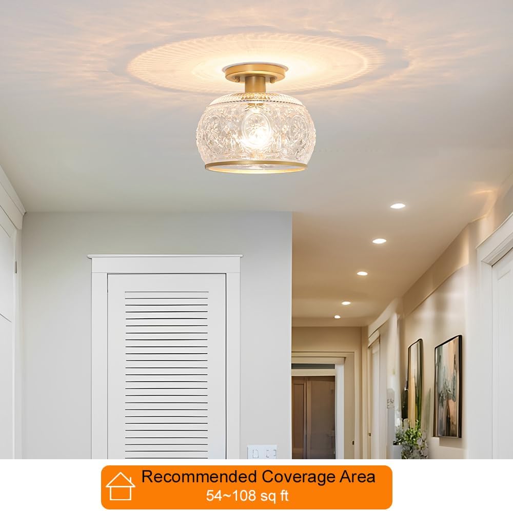 Vintage flush mount light gold hallway light metal bathroom lights