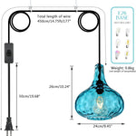 14.7 ft cord pendant light blue hanging light glass,metal bedroom light