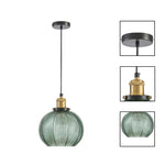 2 Light bulbs light green  kitchen lights aluminum, glass, iron, metal pendant light