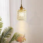 Vintage bedroom light gold pendant light brass, glass hanging lamp