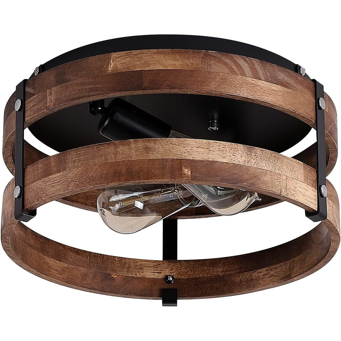 2 light rust flush mount ceiling light fixture wood ceiling lamp round drum semi flush mount ceiling lamp