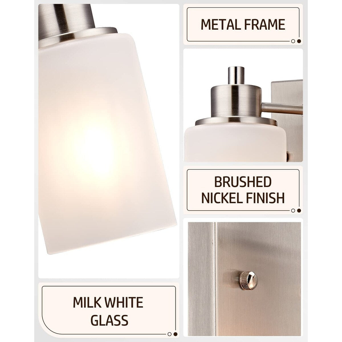 2 pack bath vanity wall light fixture indoor wall sconce frosted glass wall lamp with nickel finish