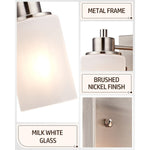 2 pack bath vanity wall light fixture indoor wall sconce frosted glass wall lamp with nickel finish