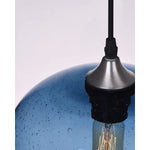2 pack blue glass pendant lighting modern bubble light with nickel finish