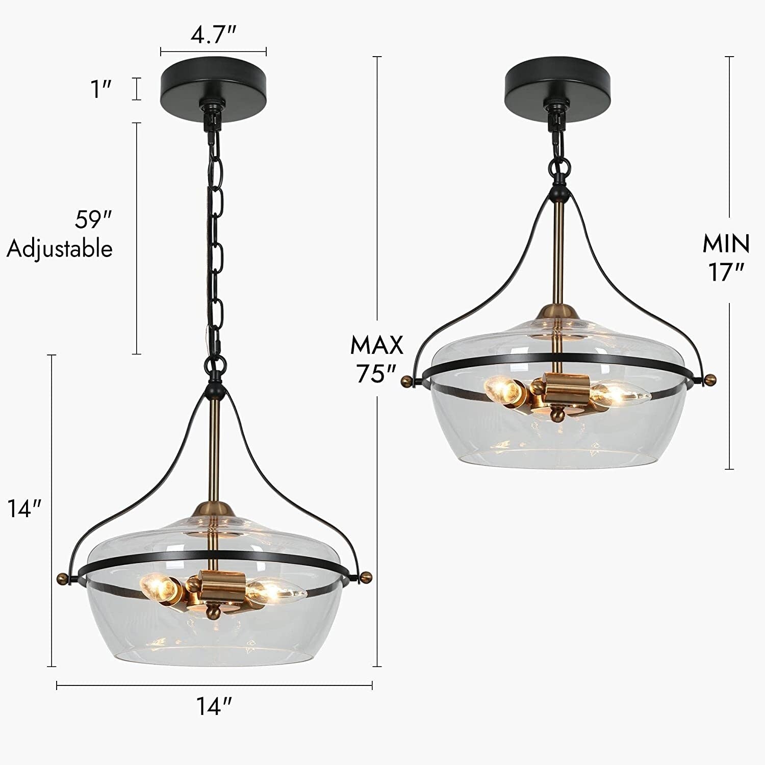 3 light black gold chandelier bell glass hanging light kitchen island pendant lamp