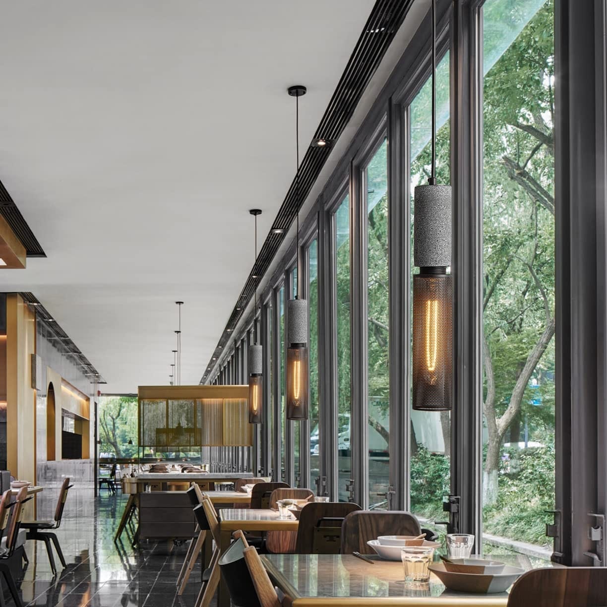 3 pack concrete linear pendant light modern industrial hanging cement pendant lighting