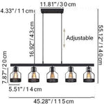 5 light vintage industrial black Island pendant fixture, cage chandelier