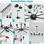 8 light black chandelier farmhouse glass pendant hanging light fixture