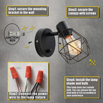 Black Wall Lights Industrial Farmhouse Head Vintage Cage Wall Mount Light Fixture