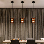 Black wood pendant light, island hanging light fixture with bubble glass shade