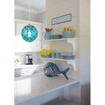 Blue globe pendant light coastal nautical hanging pendant lights