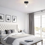 Farmhouse Semi Flush Mount Close to Ceiling Lights industrial black ceiling lighting fixture with glass shade