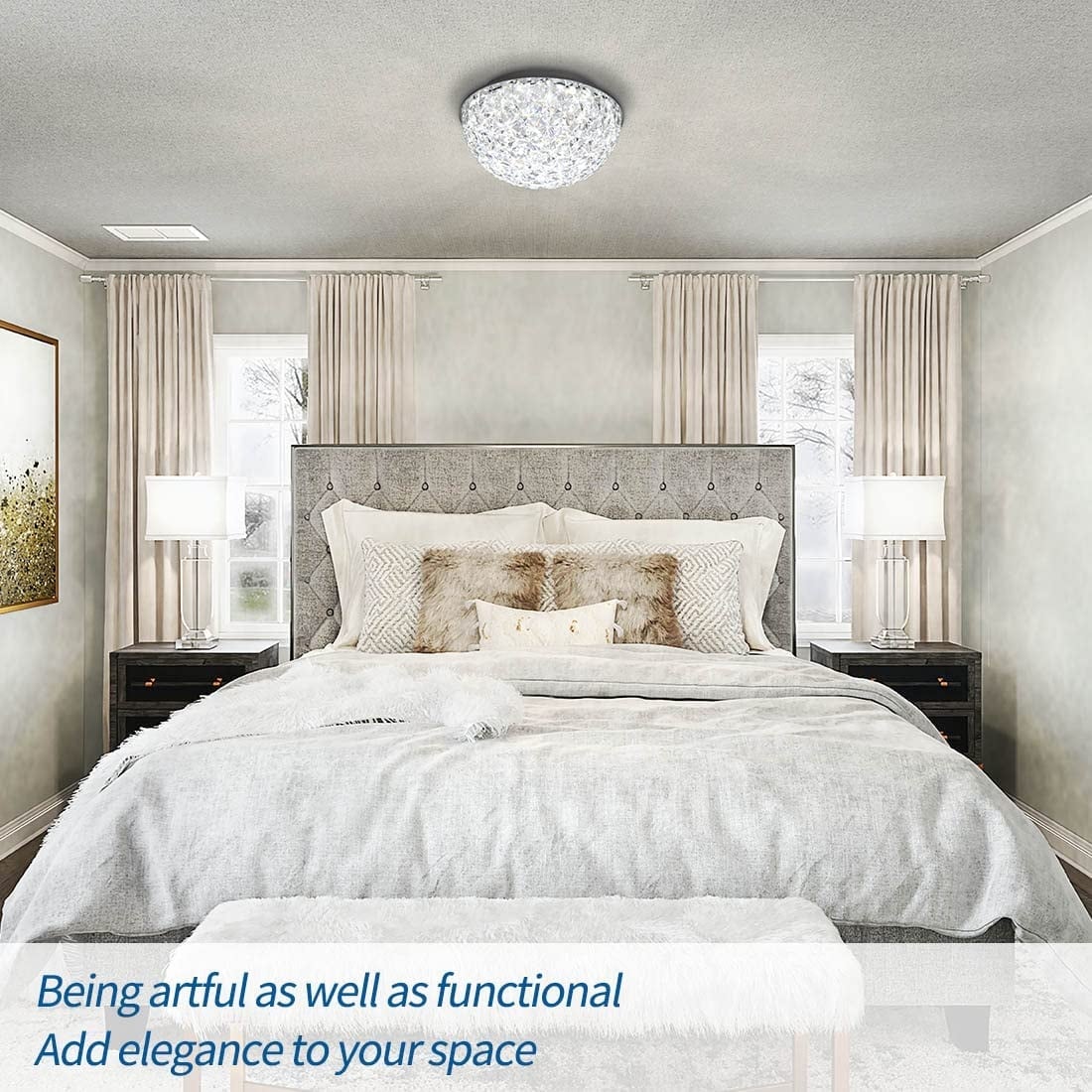 Modern LED ceiling light fixture crystal flush mount light fixture bowl style ceiling lighting