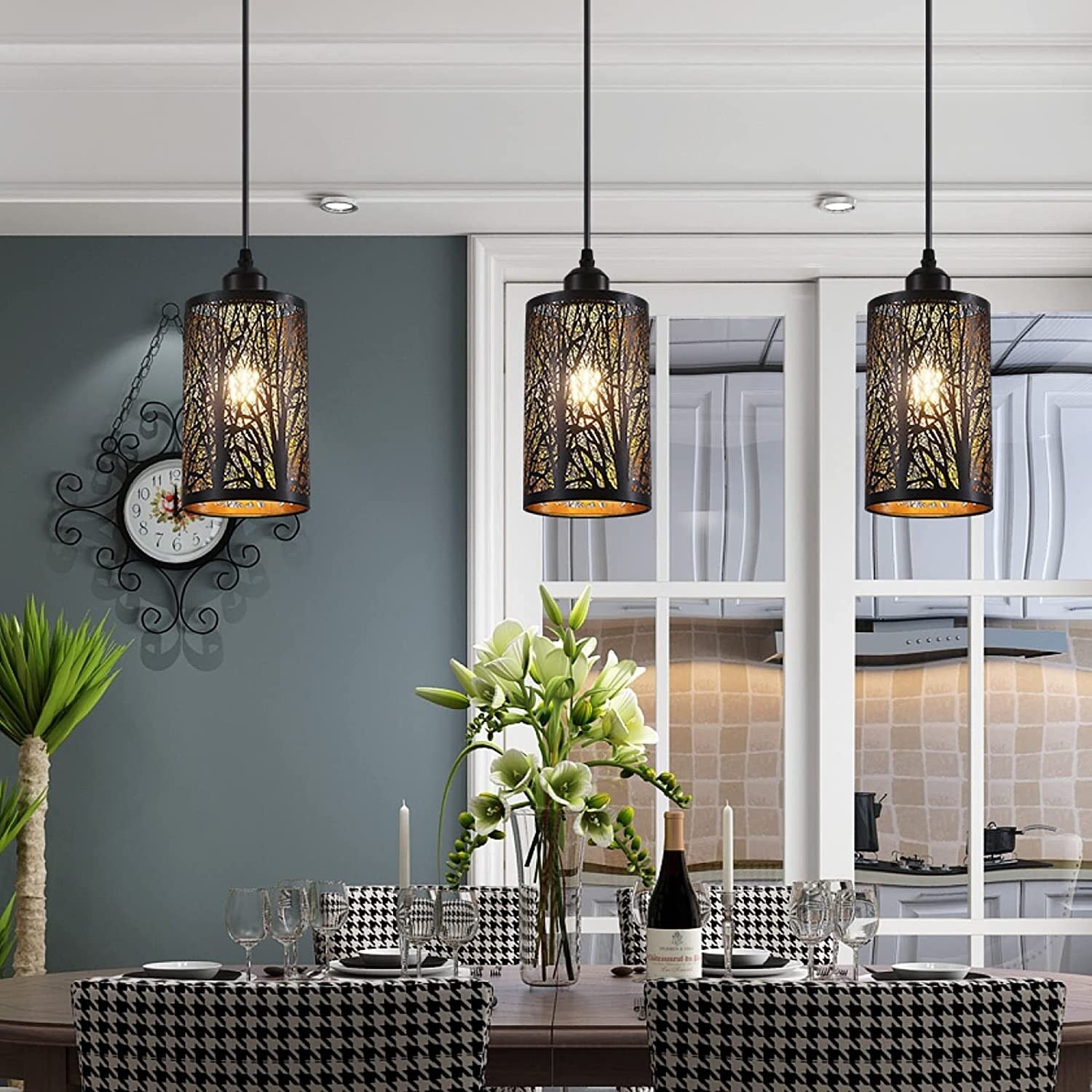 Vintage black pendant light cylinder mini pendant lighting fixture