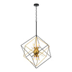6 light modern sputnik chandelier adjustable black and gold cage pendant lamp