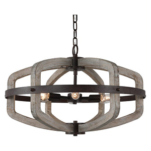 6 light wood farmhouse chandelier rust cage vintage pendant hanging light