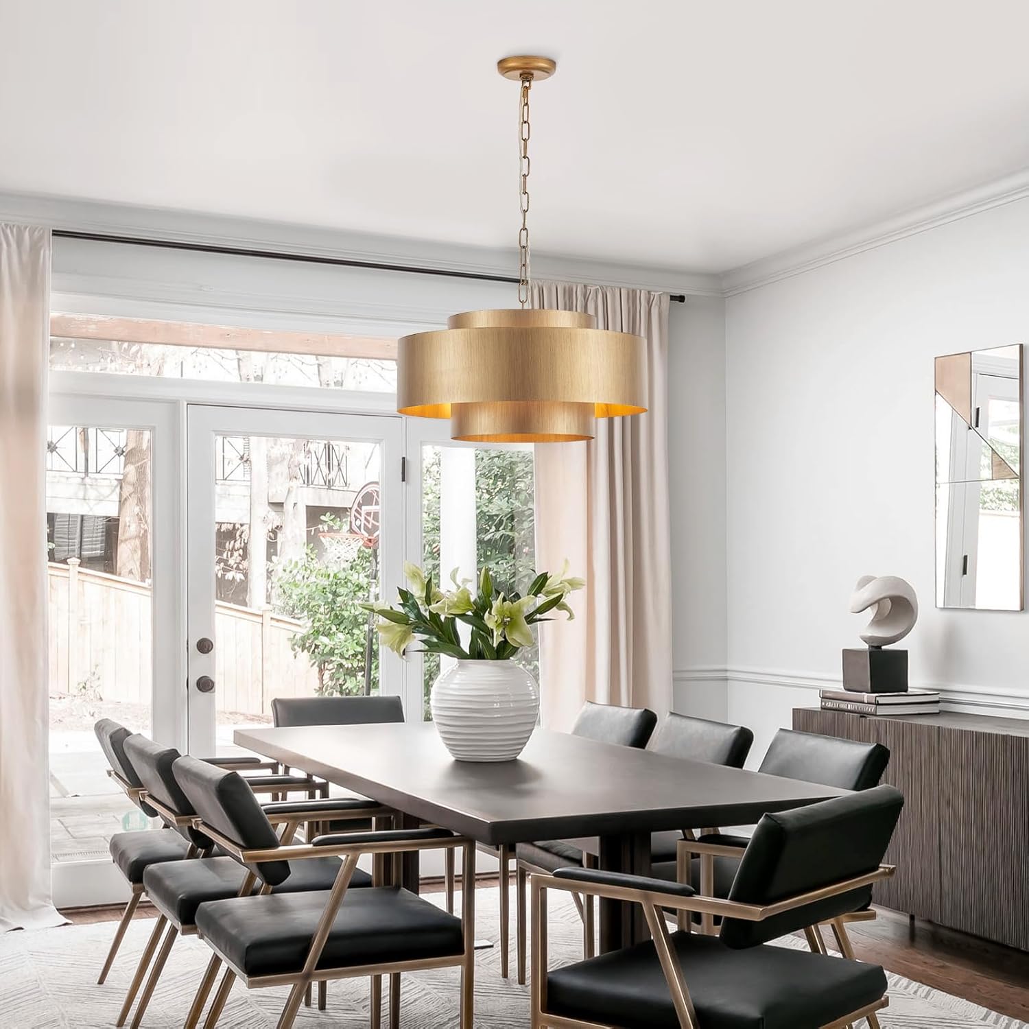 Three round modern pendant light metal kitchen light brass bedroom light