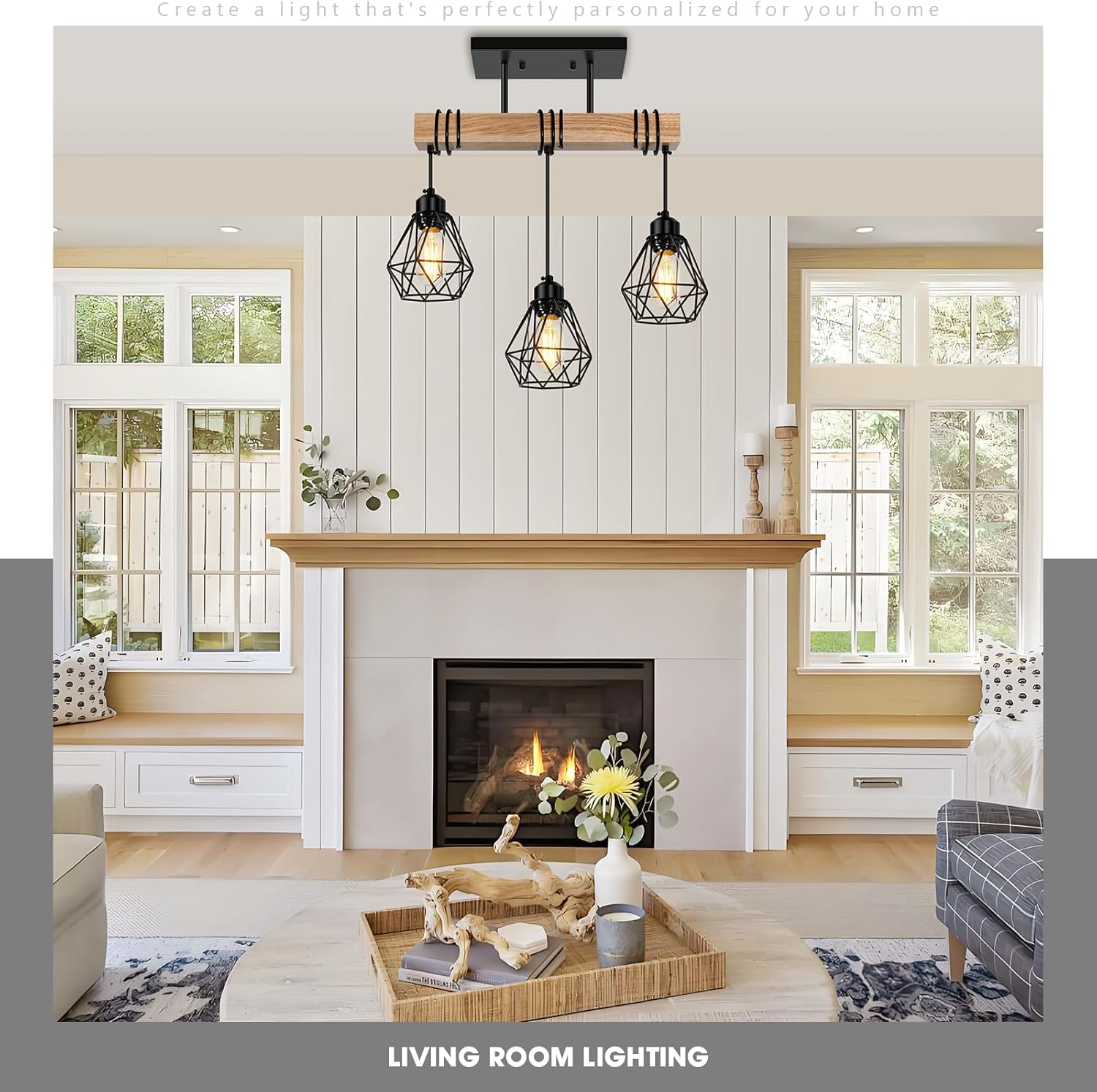 3-lights hallway light black pendant light wood, metal kitchen light