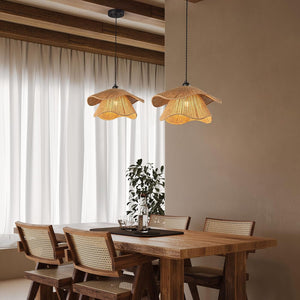 Farmhouse kitchen island light dark brown pendant light rattan hallway light