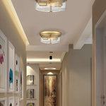 Gold close to ceiling light fixture modern flush mount ceiling lamp with seeded glass