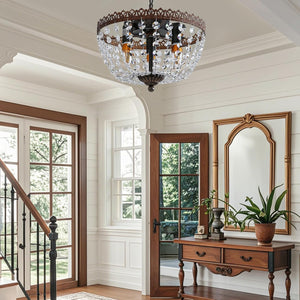 3-lights chandelier light bronze hallway light crystal, metal ceiling light