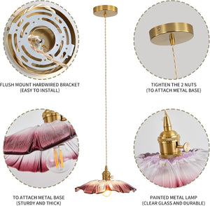 Sunflower pendant light purple hanging light glass bedroom light