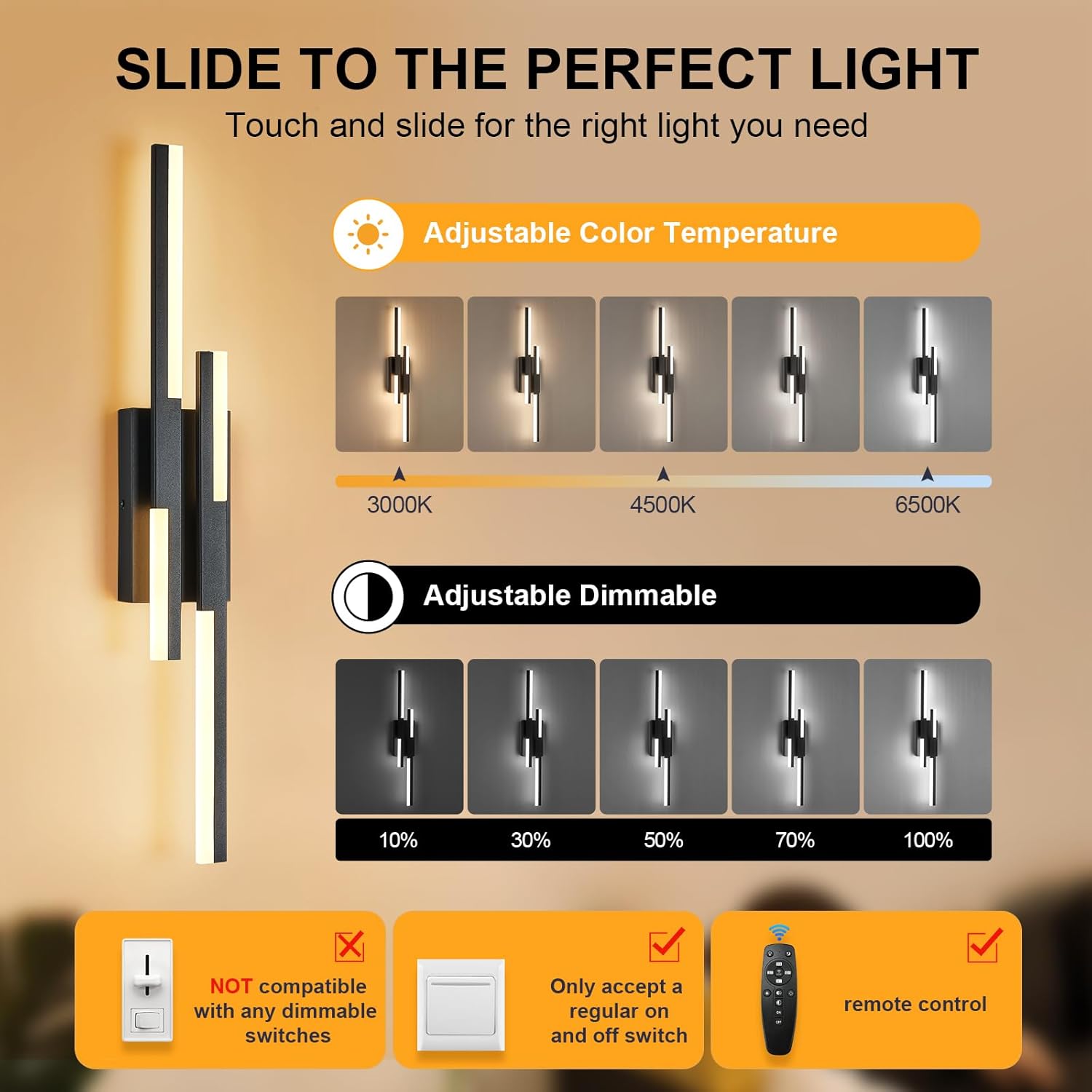 Led vanity light black fixtures light iron, acrylic wall light