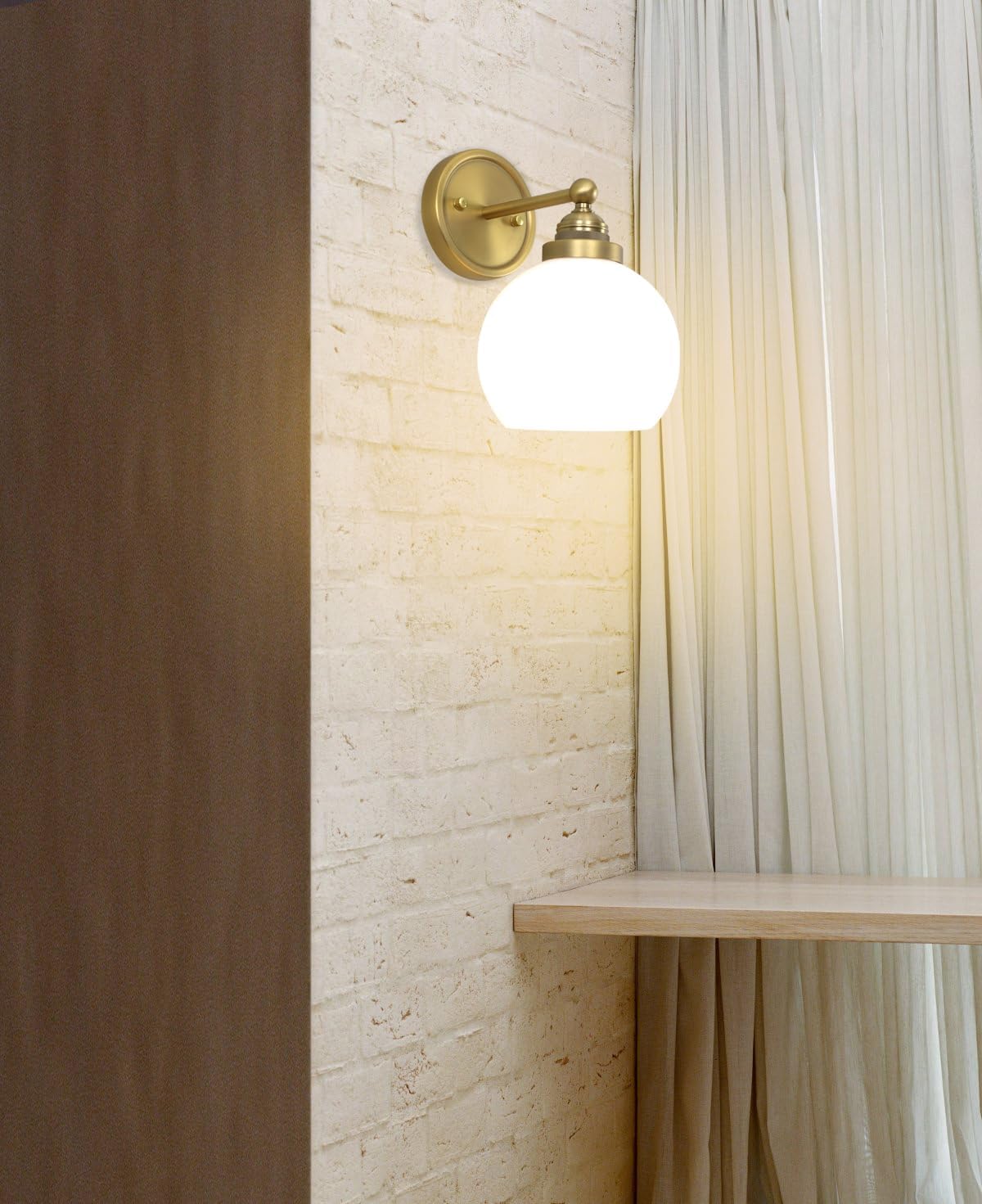 Modern mounted light antique brass vanity light glass, metal wall light
