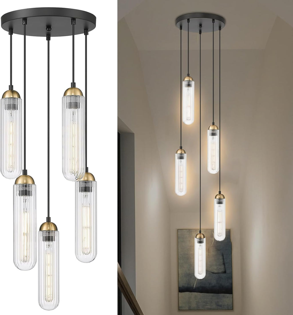 5-light hallway light black pendant light glass,metal hanging light