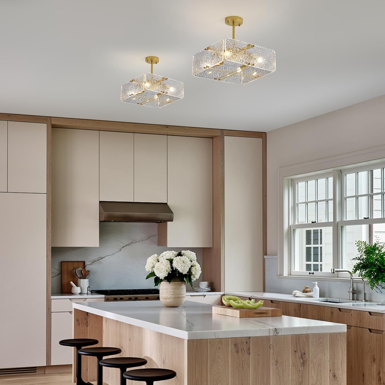 Modern flush mount light gold hallway light metal ceiling light