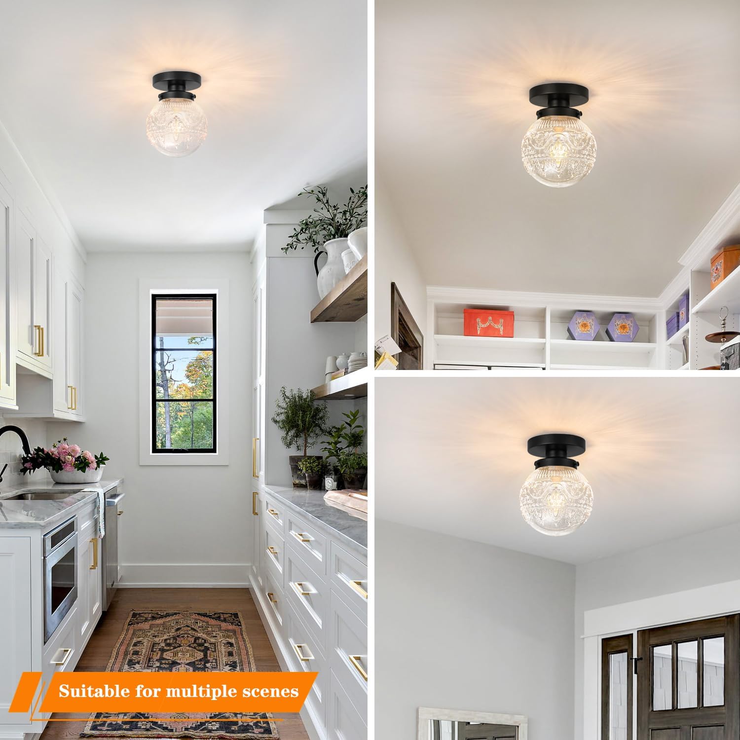 Modern hallway light black ceiling light glass ceiling light