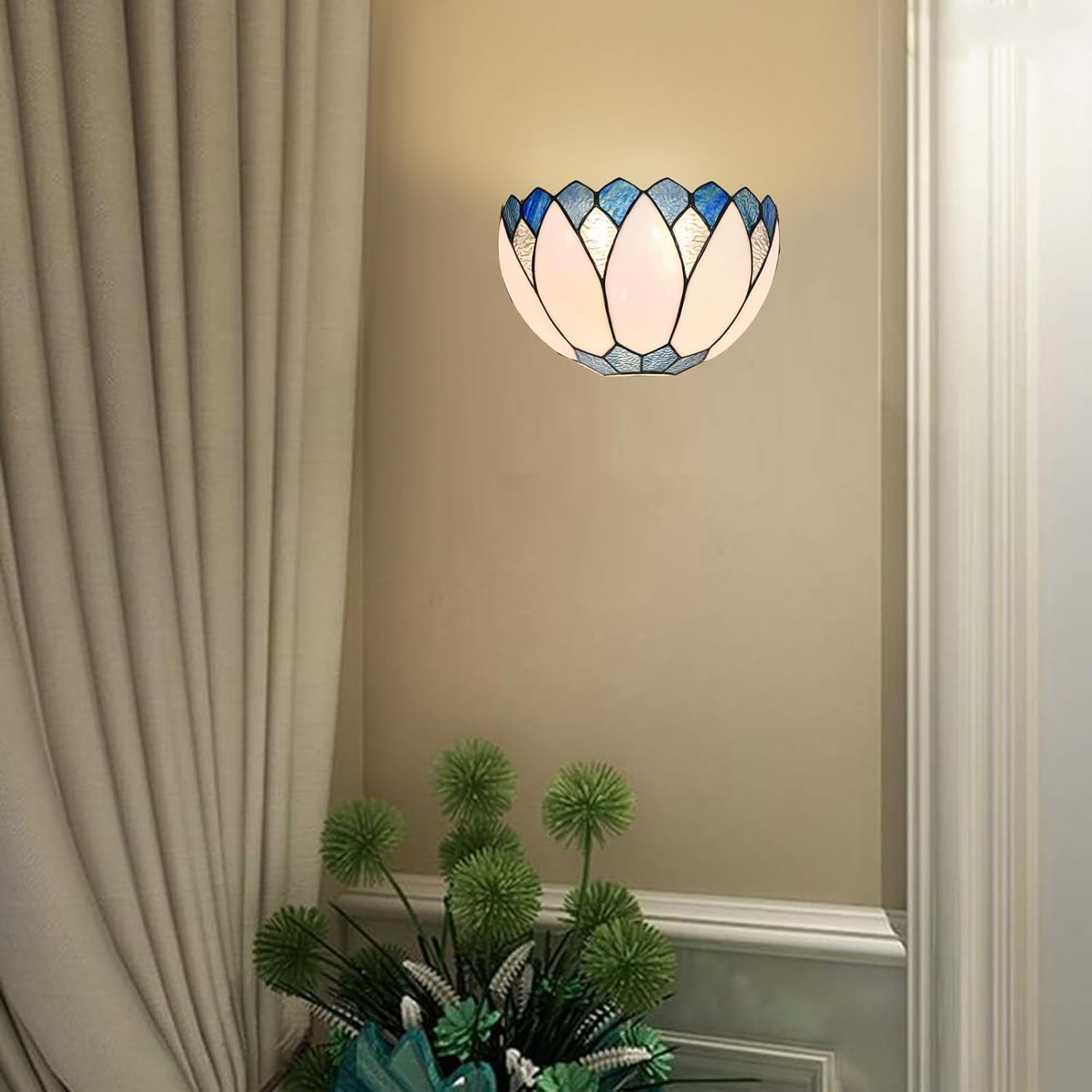 12 inches wide hallway light blue&white stairway light glass wall light