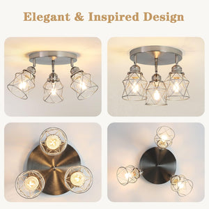 3-lights kitchen light nickel entryway light metal, ‎iron ceiling lamp