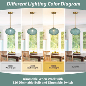 Mid century modern chandelier light green pendant light glass, metal hanging light