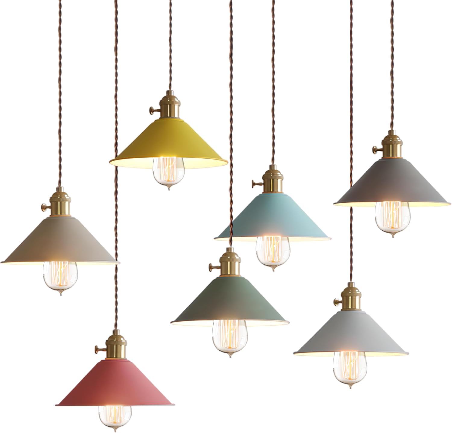 Modern hanging light yellow pendant light bronze alloy steel, iron kitchen light