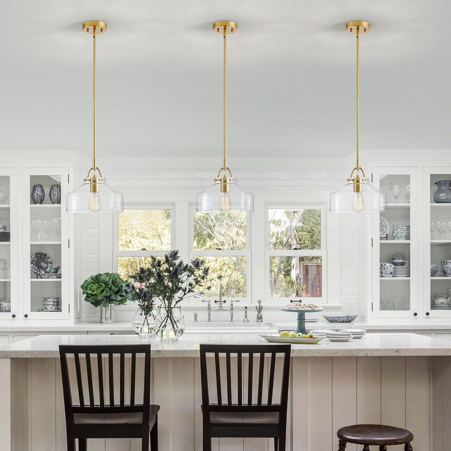 Industrial kitchen light gold pendant light glass metal chandelier light