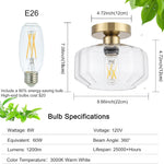 Led bathroom light gold ceiling light glass, metal laundry light
