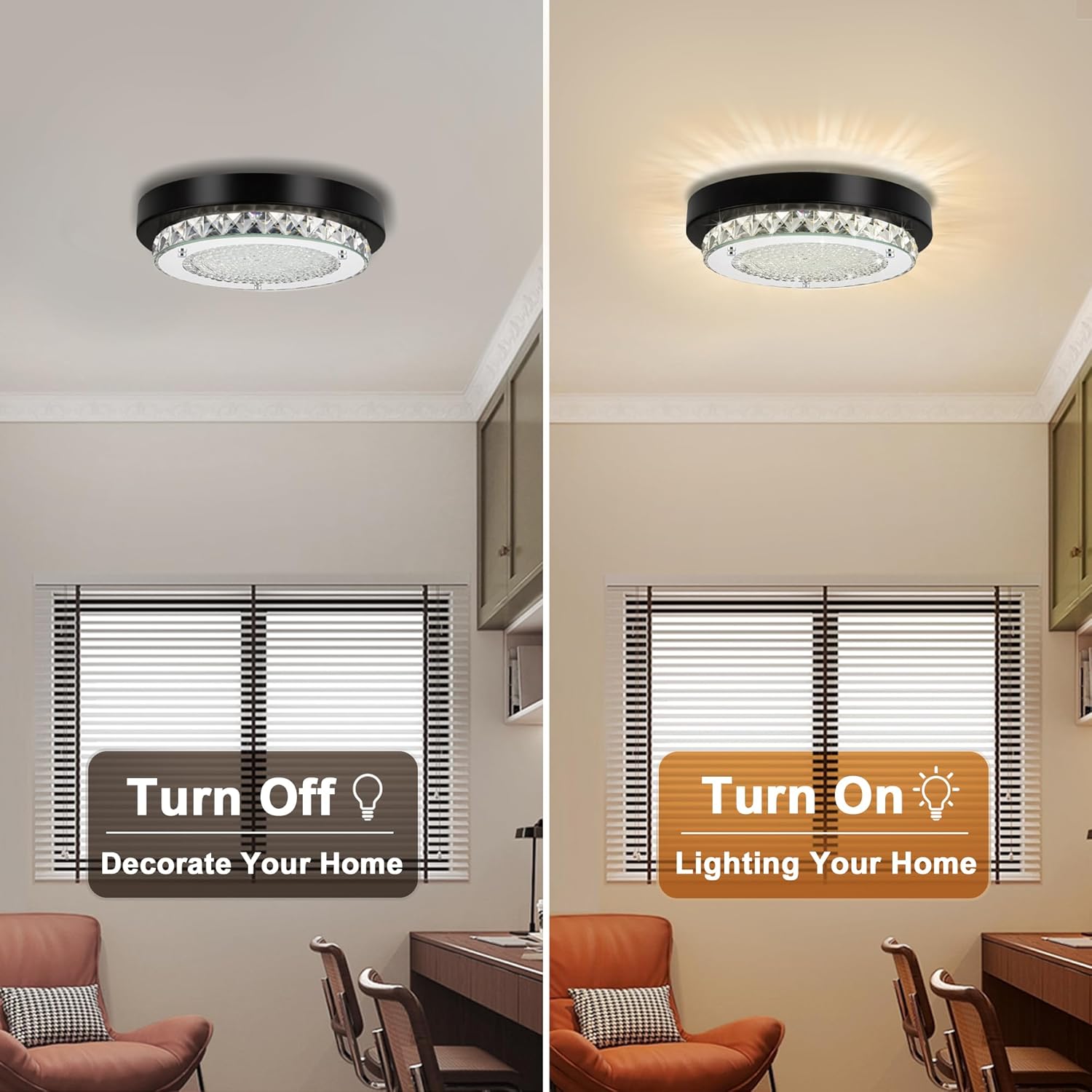 Led ceiling light black flush mount light glass, metal, crystal hallway lights