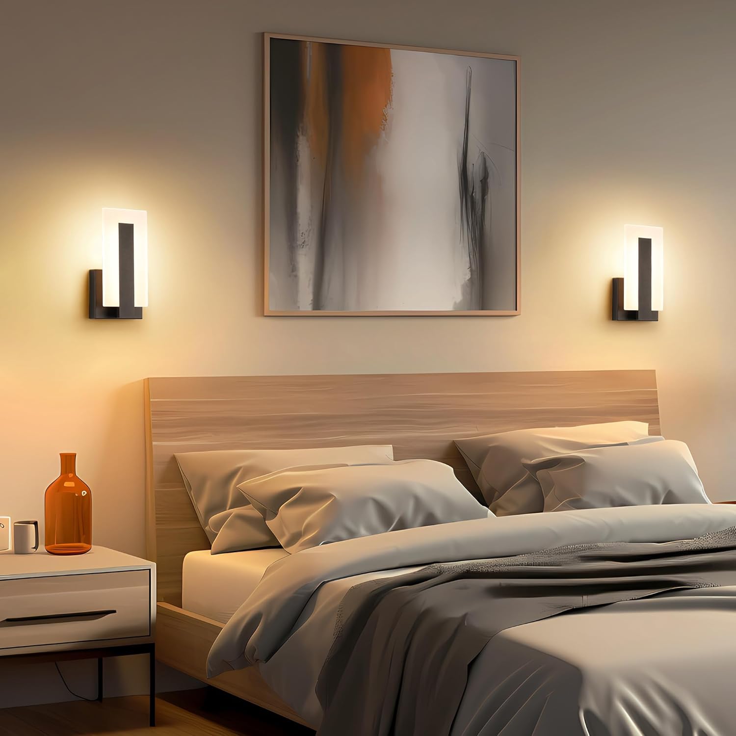 Led  2 pack wall light black hallways light metal bedrooms light