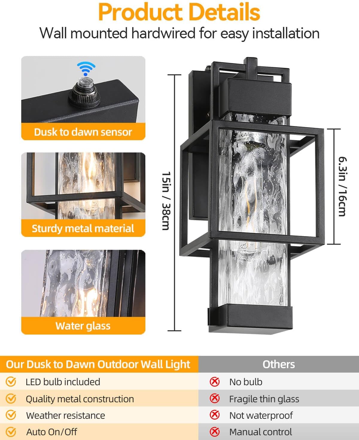 15 inch wall lights black patio light metal porch light