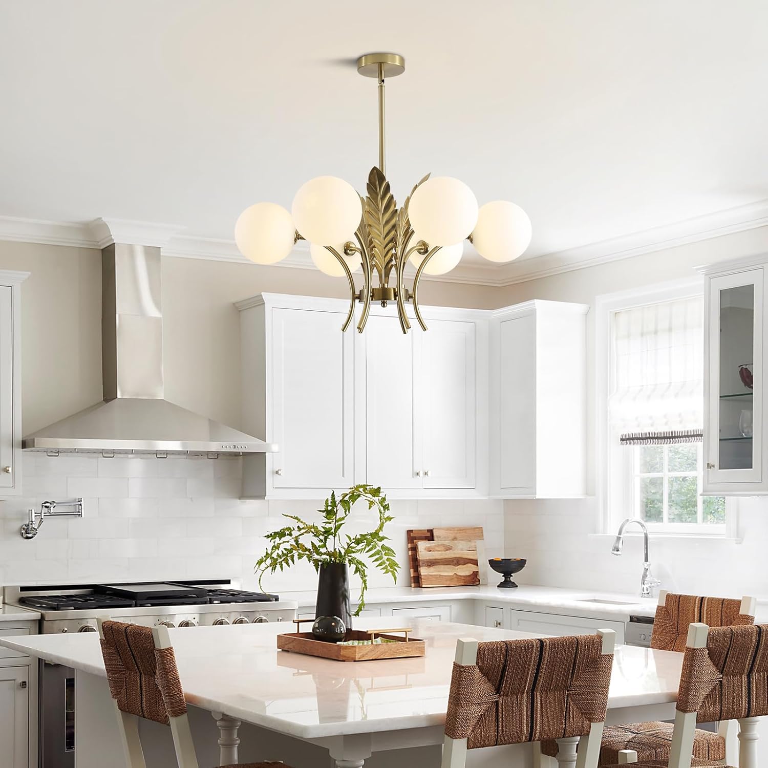 6 light chandelier light white pendant light flush metal mount light