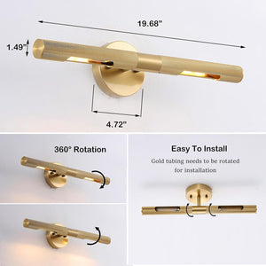 19 inche cylinder light gold vanity light metal wall light