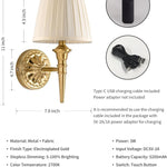 2 pack wall light  gold, beige hallway light metal, fabric bedroom light