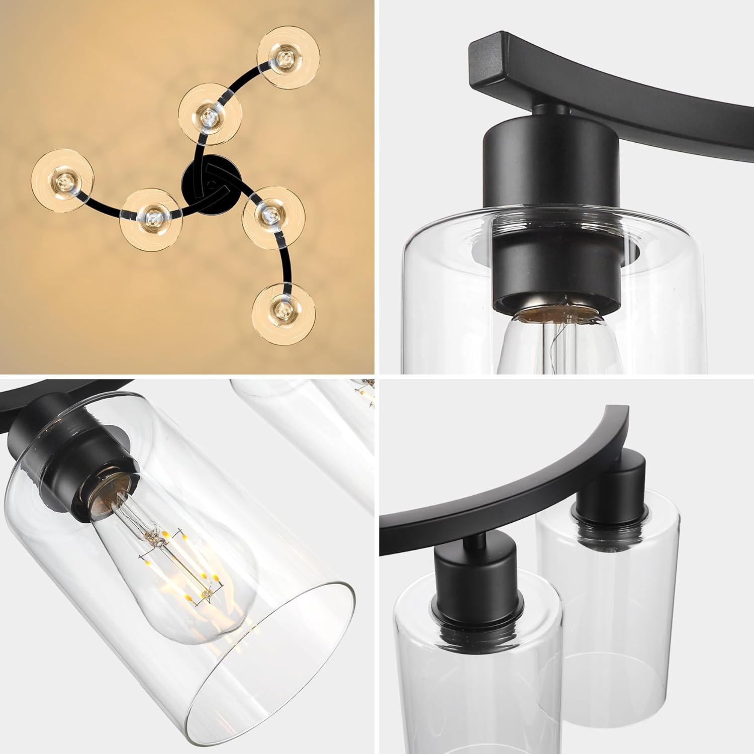 6 Light modern pendant light black farmhouse light metal hanging light