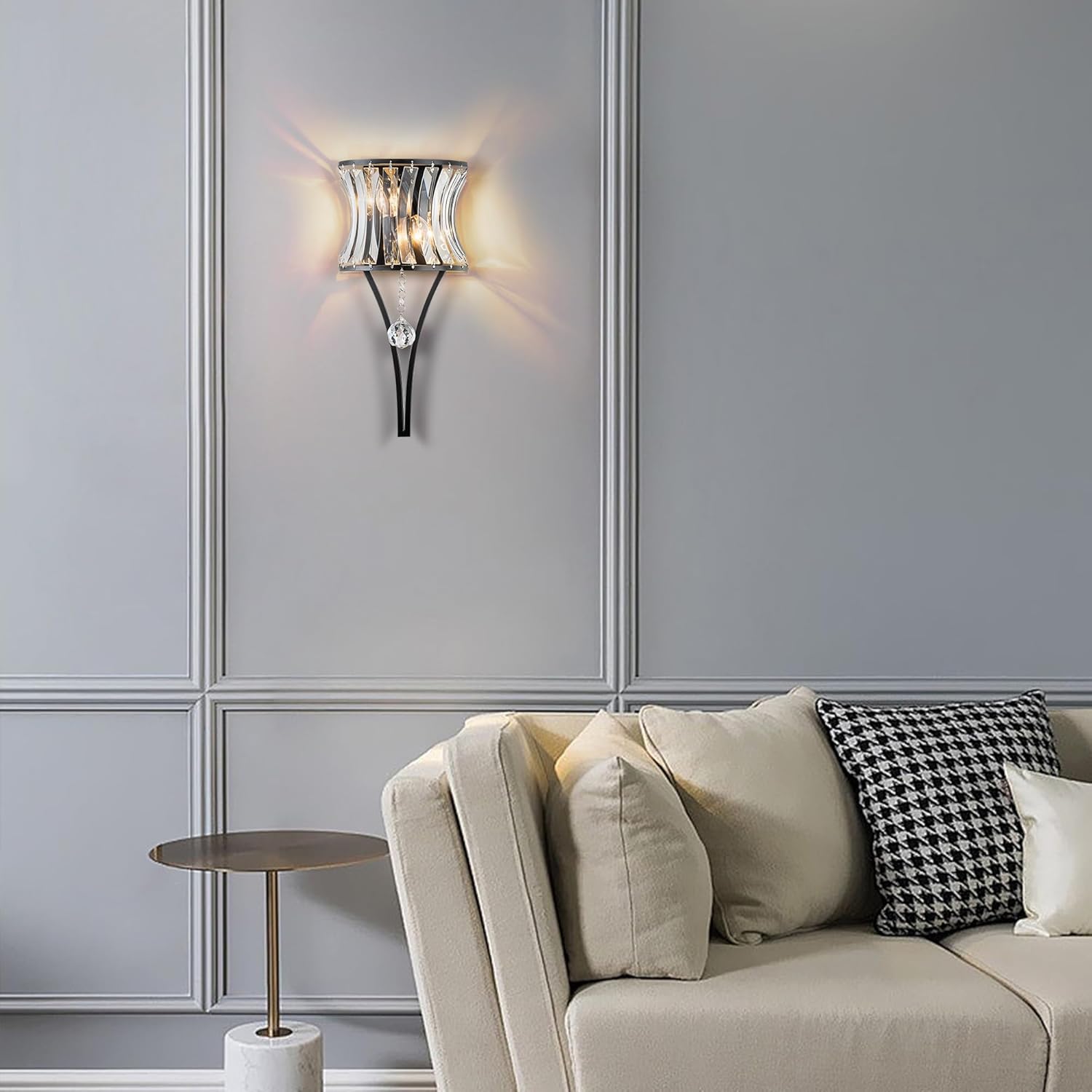 2 Light mount light black wall light metal, crystal bedroom light