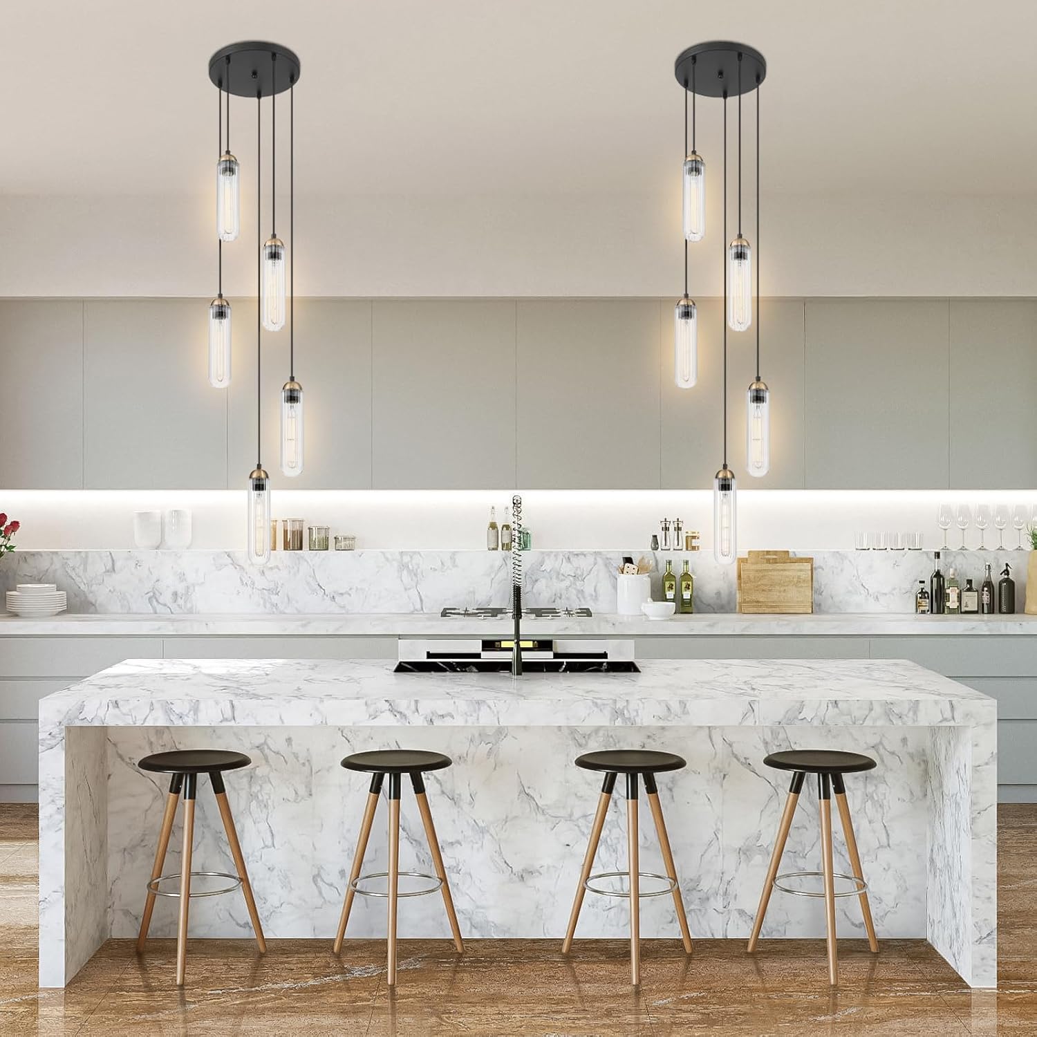 5-light hallway light black pendant light glass,metal hanging light