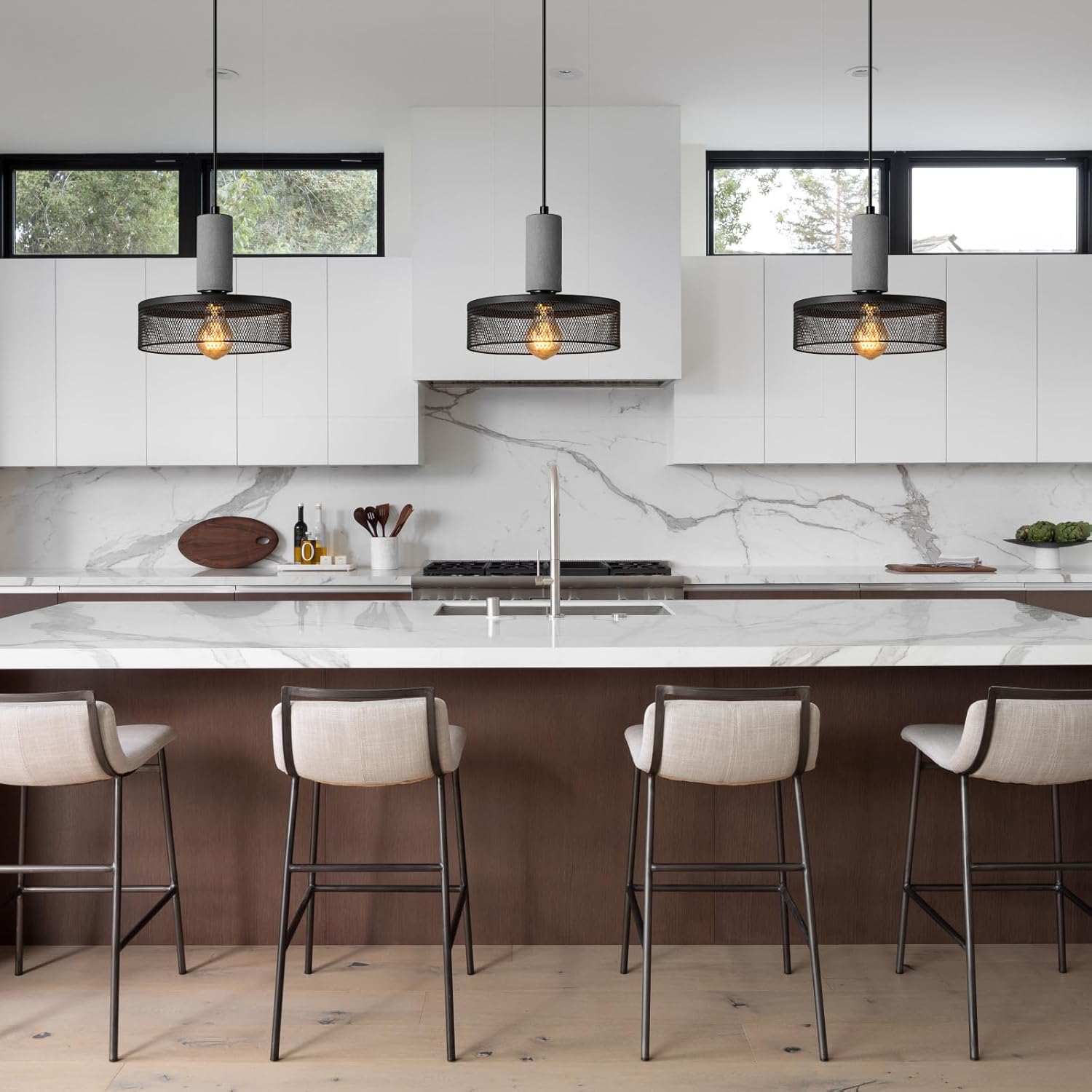 Dimmable living room light black and grey pendant light concrete metal kitchen light