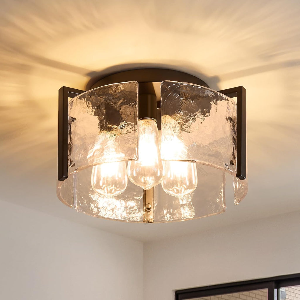 3 bulb ceiling light black kitchen light glass, iron, metal entryway light
