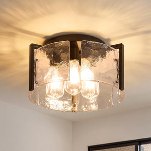 3 bulb ceiling light black kitchen light glass, iron, metal entryway light