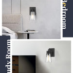 1-light vanity light black bathroom light glass, metal wall light
